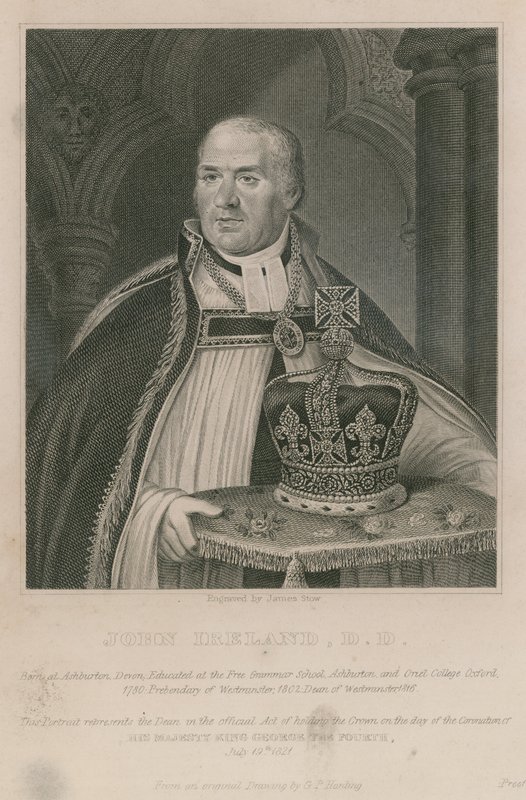 John Ireland, der die Krone bei der Krönung Seiner Majestät König Georg IV. hielt von English School