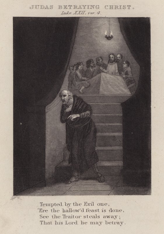 Judas verrät Christus, Lukas XXII, Vers 4 von English School