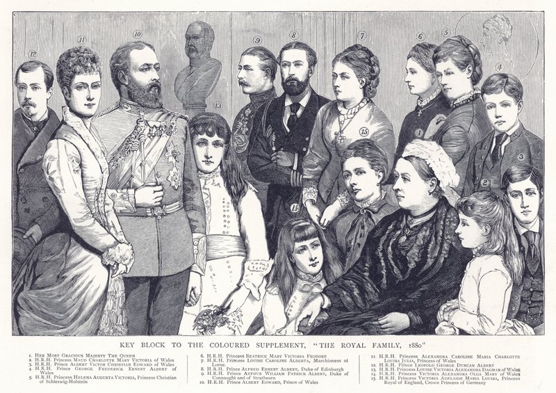 Schlüsselblock zum Farbzusatz, Die königliche Familie, 1880 von English School
