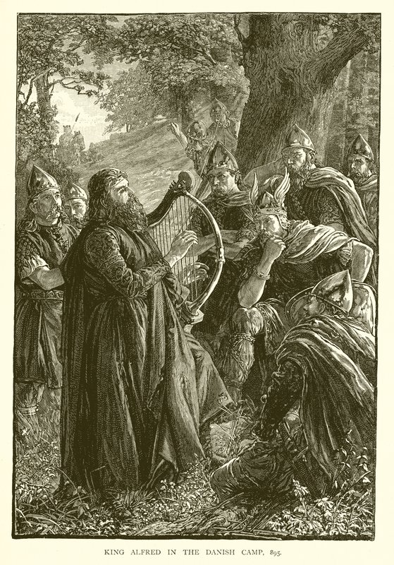 König Alfred im dänischen Lager, 895 von English School