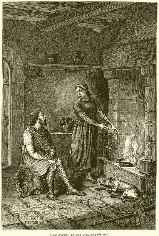 König Alfred in der Hütte des Viehhirten von English School