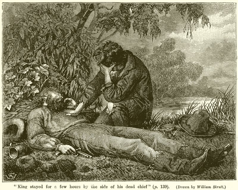King verweilte einige Stunden an der Seite seines toten Anführers von English School