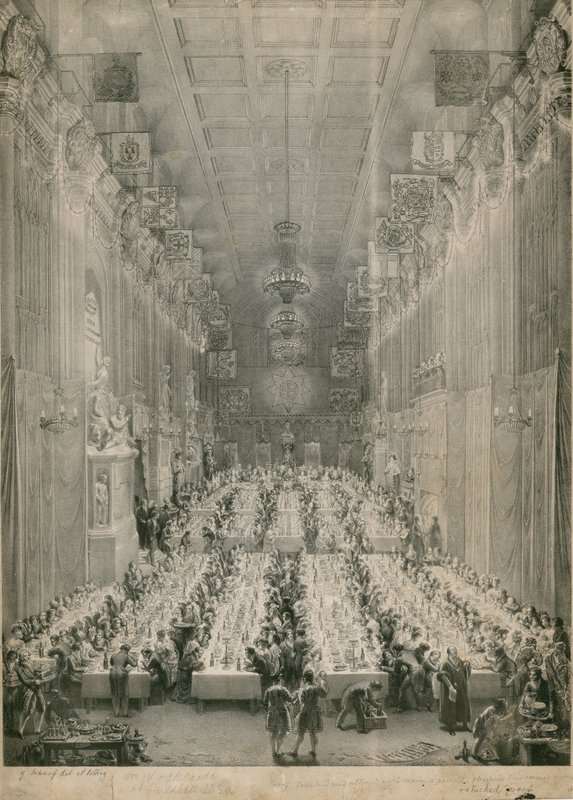 König Wilhelm IV. und Adelaide in der Guildhall, London, 1834 von English School