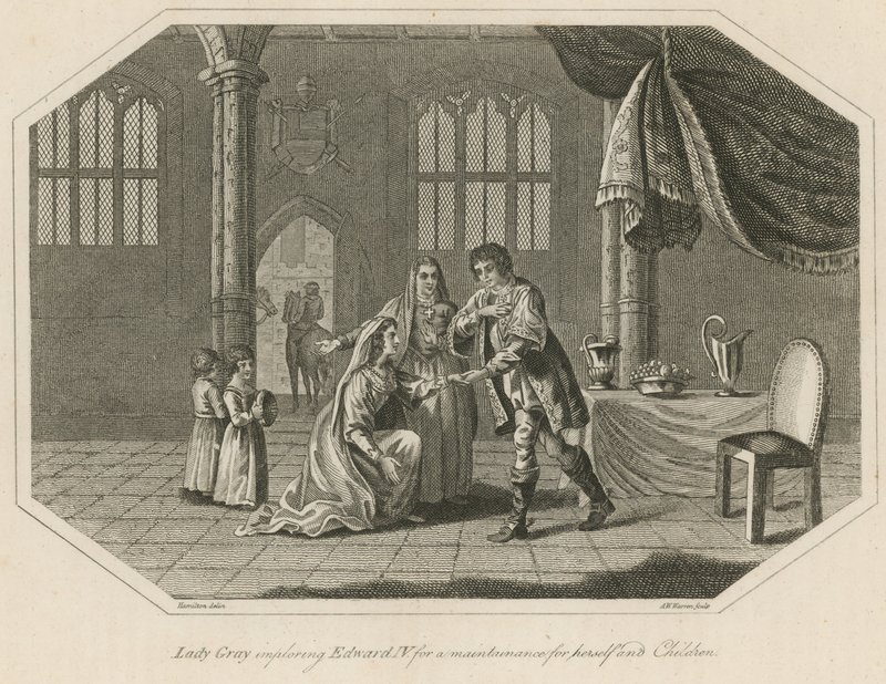Lady Gray bittet König Edward IV um Unterhalt für sich und ihre Kinder von English School