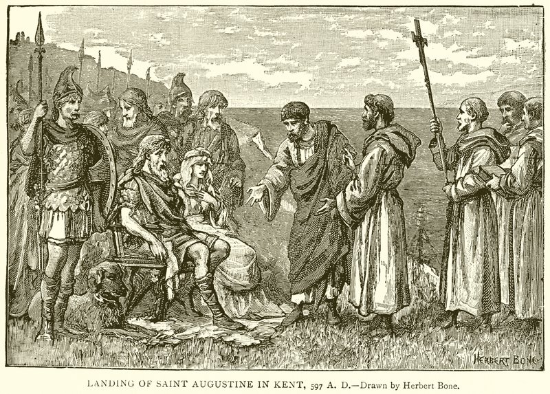 Landung des heiligen Augustinus in Kent, 597 n. Chr. von English School