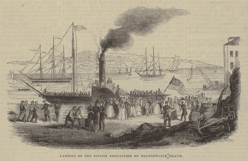 Landung der British Association auf Haulbowline Island von English School