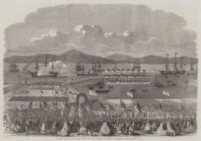 Grundsteinlegung des Albert-Hafens in Greenock von English School