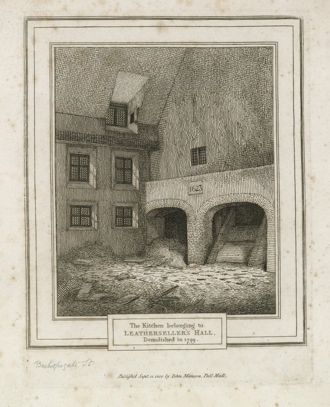 Leathersellers Hall, Bishopsgate Street. Abgerissen 1799 von English School