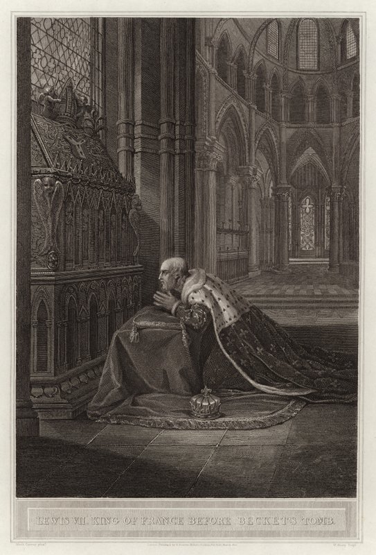 Ludwig VII., König von Frankreich, vor Becketts Grab von English School