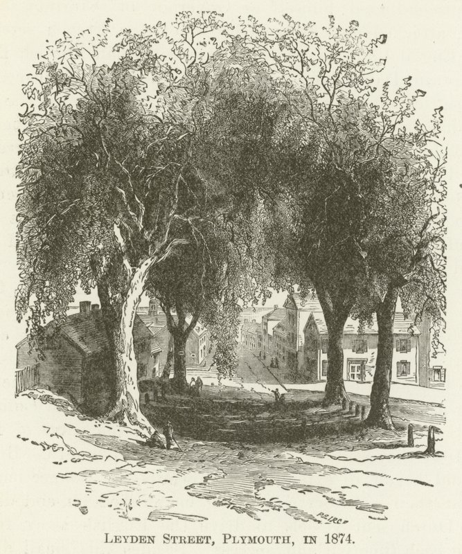 Leyden Street, Plymouth, im Jahr 1874 von English School
