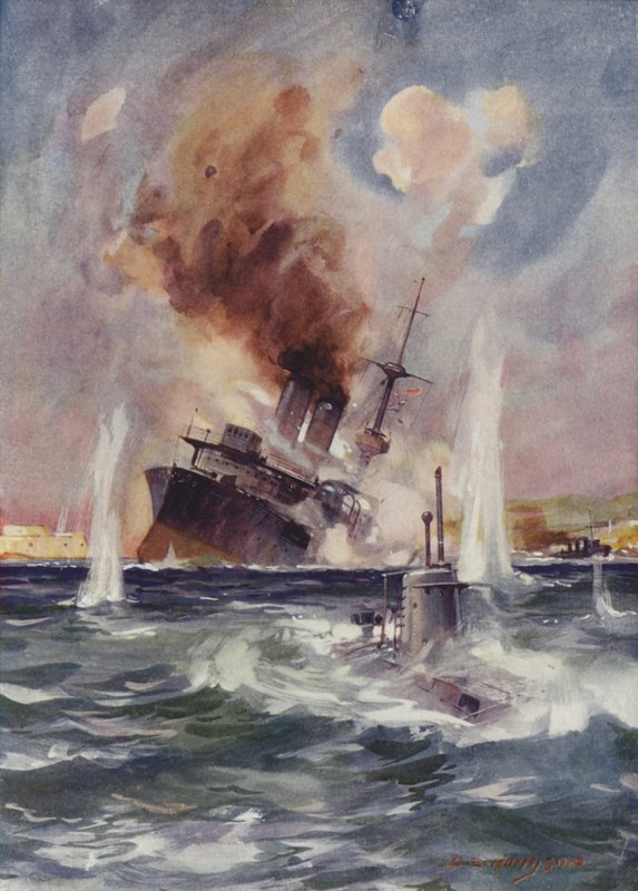 Leutnant Holbrook führt U-Boot B11 unter den Minen in den Dardanellen und versenkt ein türkisches Schlachtschiff von English School