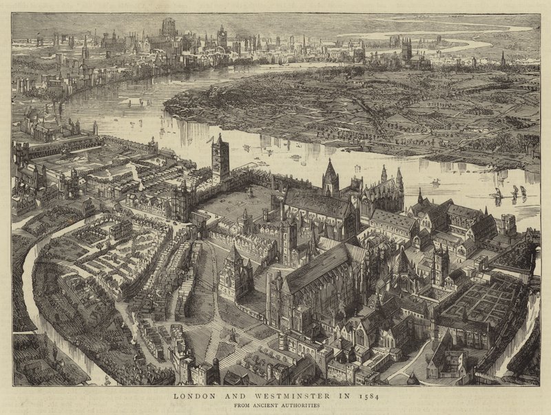 London und Westminster im Jahr 1584 von English School