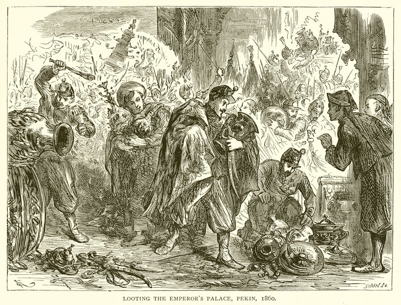 Plünderung des Kaiserpalastes, Peking, 1860 von English School