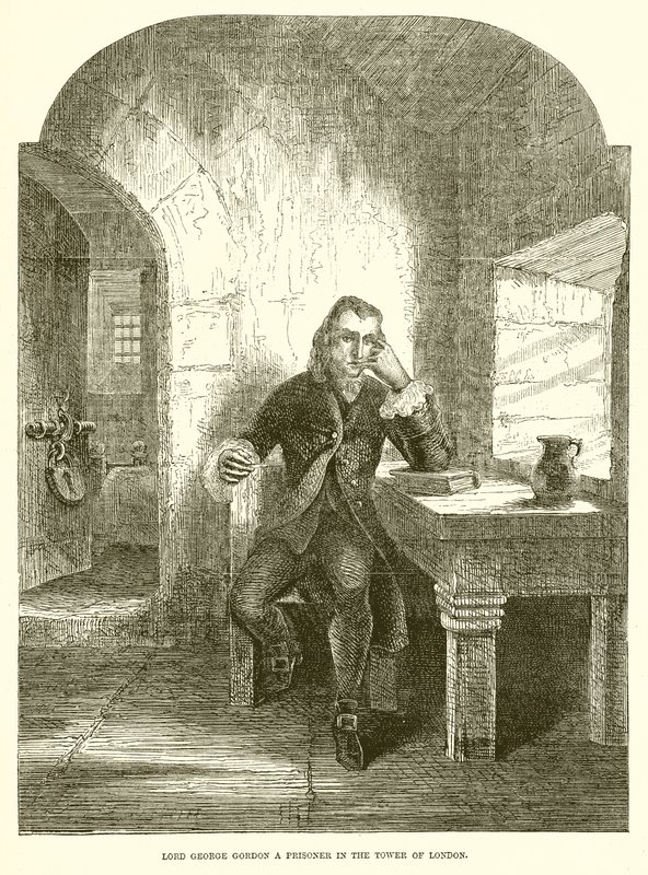 Lord George Gordon als Gefangener im Tower of London von English School