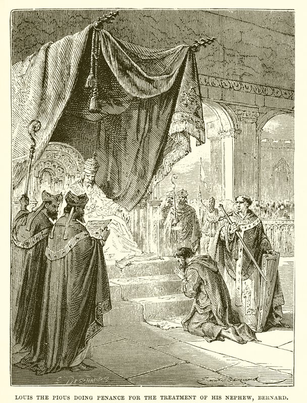 Ludwig der Fromme tut Buße für die Behandlung seines Neffen Bernhard von English School