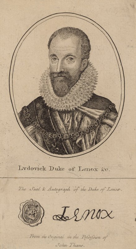 Ludovick Herzog von Lenox; Porträt und Autogramm von English School