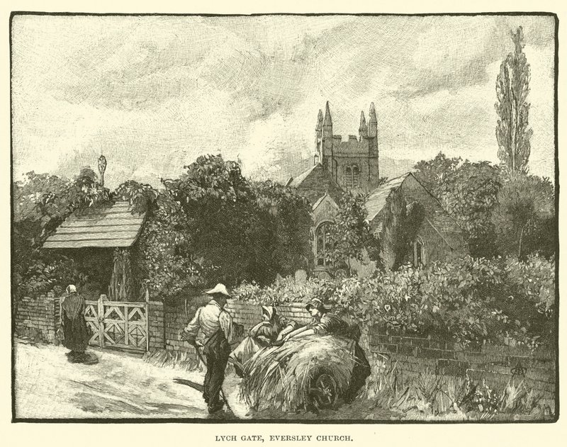 Lych Gate, Eversley Kirche (Stich) von English School