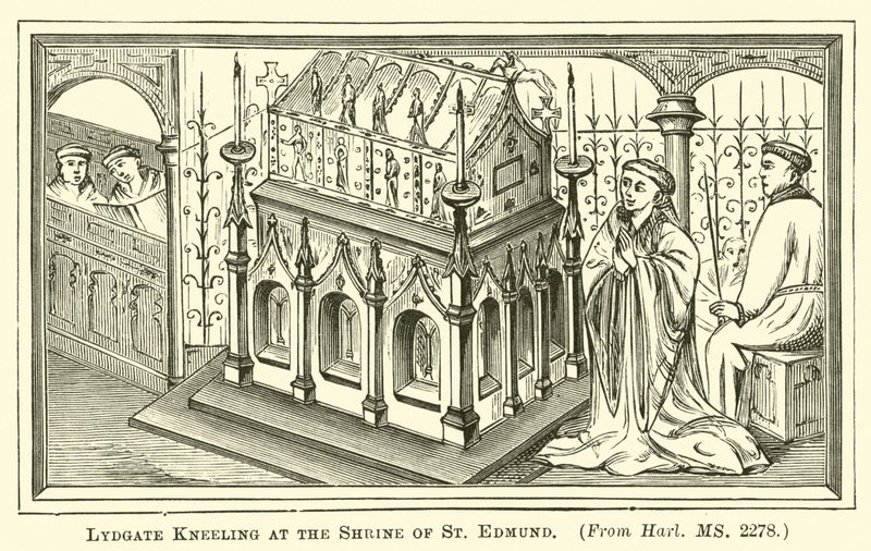 Lydgate kniet am Schrein von St. Edmund von English School