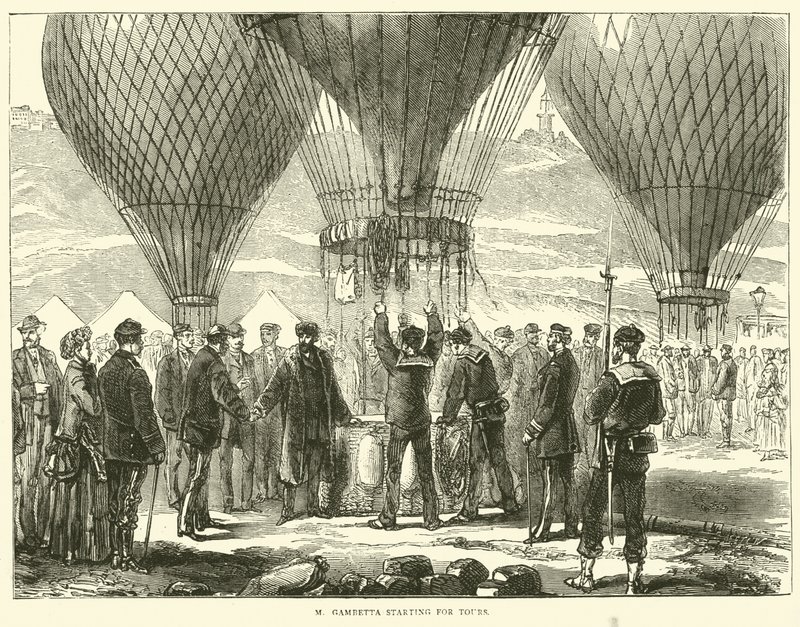 M. Gambetta auf dem Weg nach Tours, November 1870 von English School