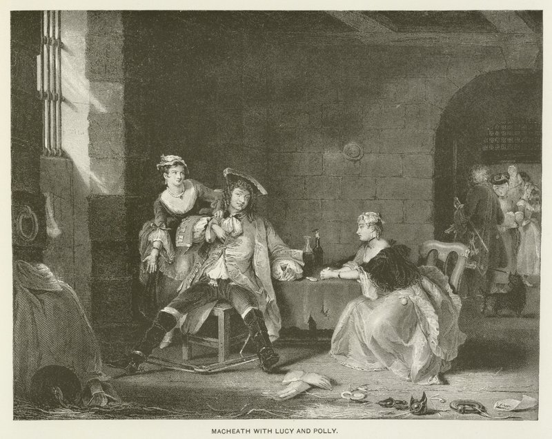 Macheath mit Lucy und Polly (Gravur) von English School
