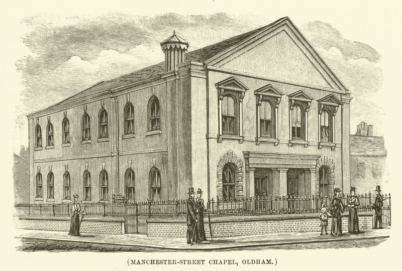 Manchester-Street-Kapelle, Oldham (Gravur) von English School