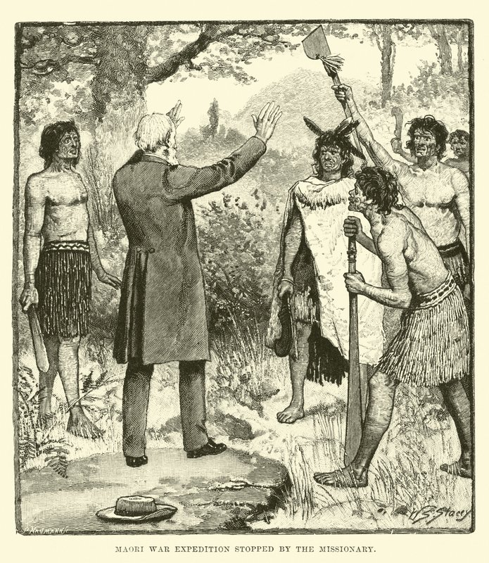 Maori-Kriegsexpedition vom Missionar gestoppt von English School