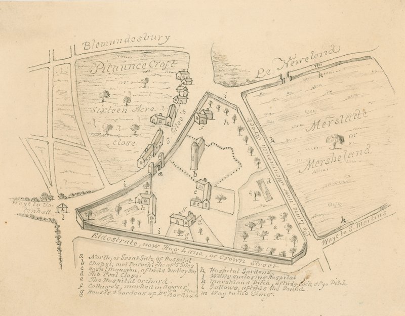 Karte der Pfarrei St Giles in the Fields, London von English School