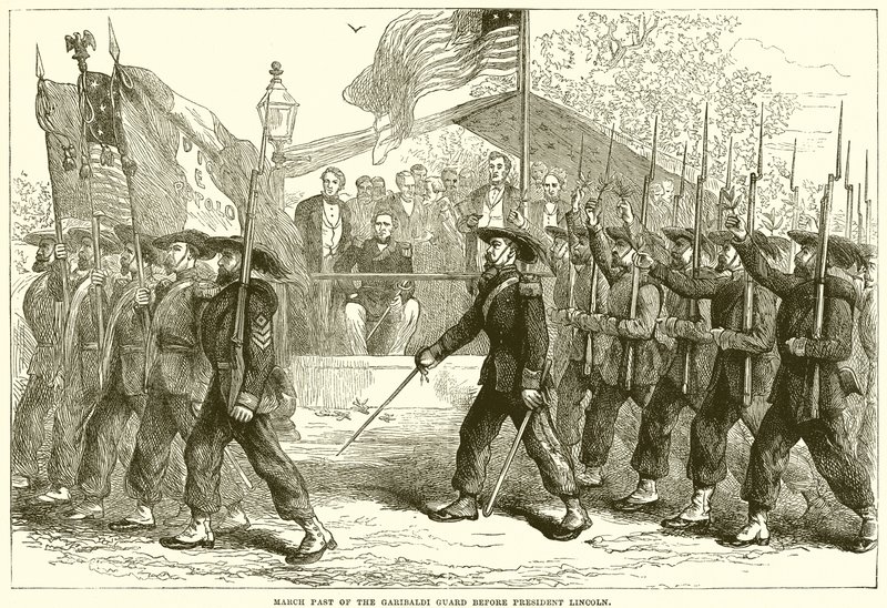 Vorbeimarsch der Garibaldi-Garde vor Präsident Lincoln von English School
