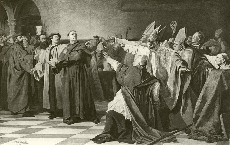 Martin Luther vor dem Reichstag zu Worms (Gravur) von English School