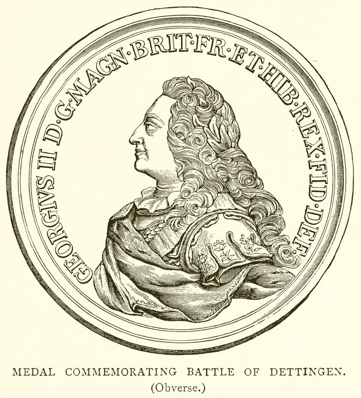 Medaille zur Erinnerung an die Schlacht bei Dettingen (Vorderseite) von English School