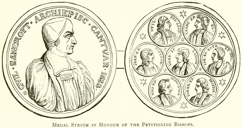 Medaille zu Ehren der petitionierenden Bischöfe geprägt von English School