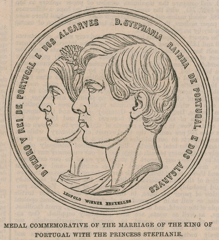 Medaille zur Erinnerung an die Hochzeit des Königs von Portugal mit Prinzessin Stephanie von English School