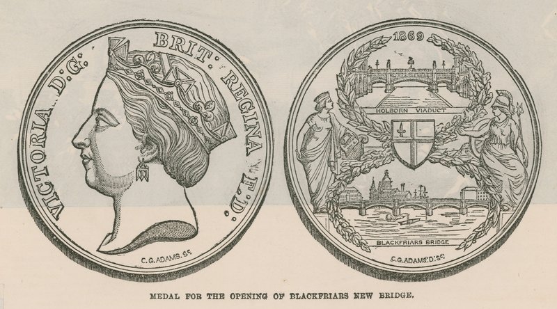 Medaille zur Eröffnung der neuen Blackfriars Brücke, London von English School