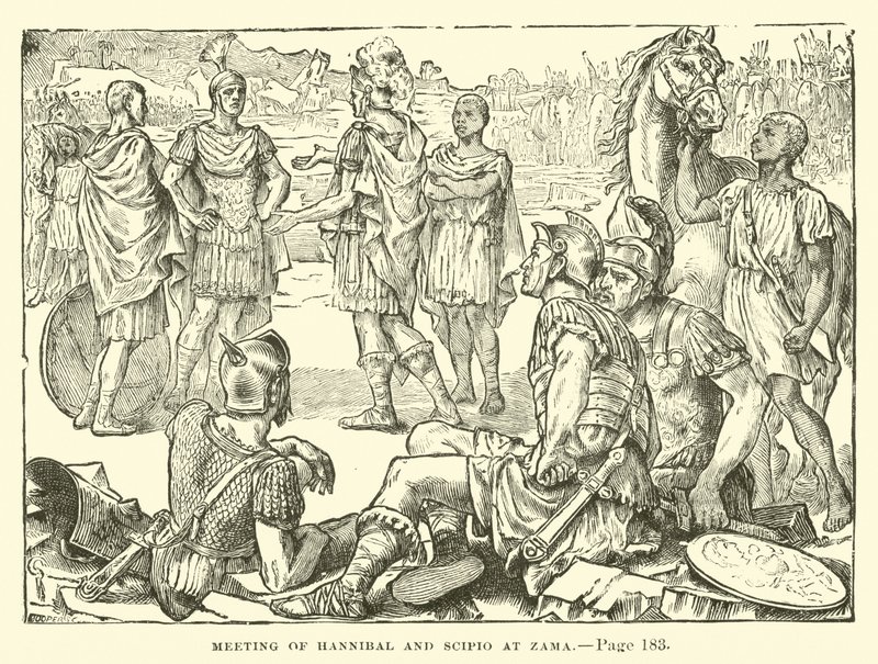 Treffen von Hannibal und Scipio bei Zama von English School