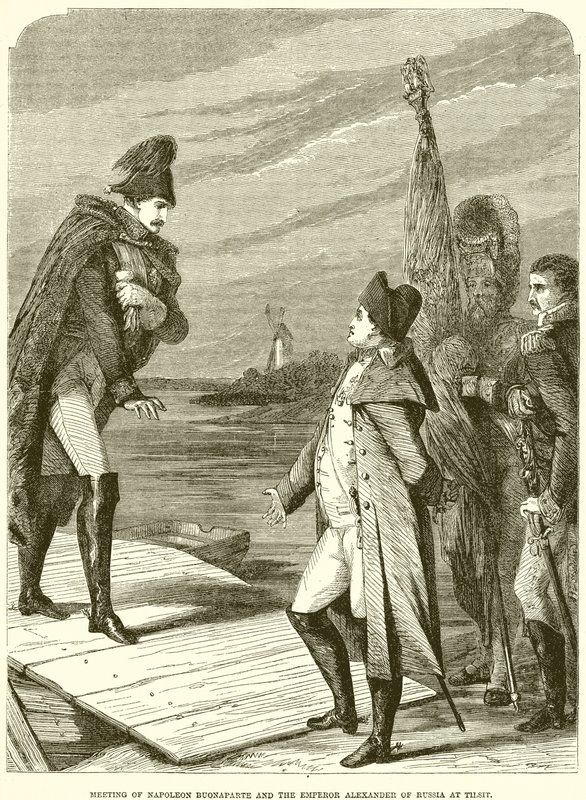 Treffen von Napoleon Buonaparte und Kaiser Alexander von Russland in Tilsit von English School