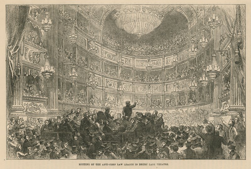 Treffen der Anti-Corn Law League im Drury Lane Theatre von English School