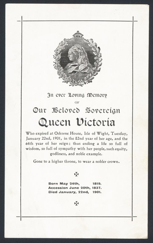Gedenkkarte für Königin Victoria von English School