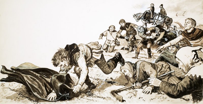 Männer von Haxey jagen die seidene Kapuze von Lady de Mowbray von English School