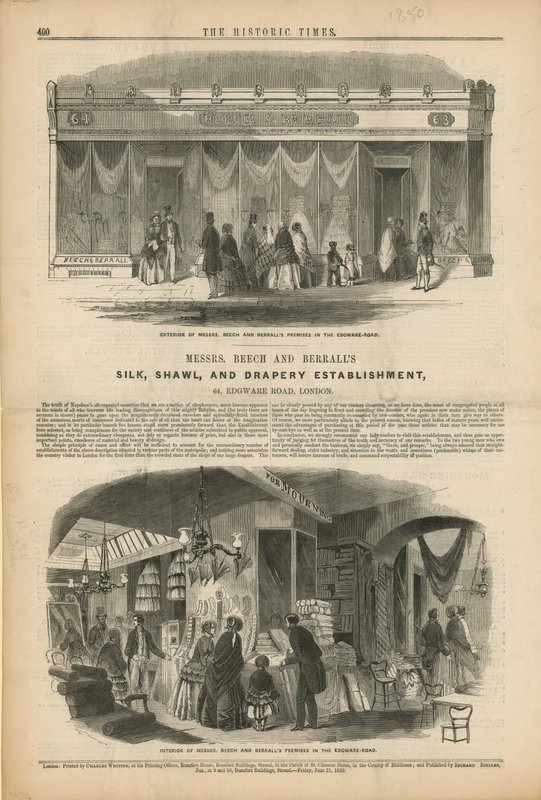 Breech und Berralls Seiden-, Schal- und Tuchgeschäft von English School