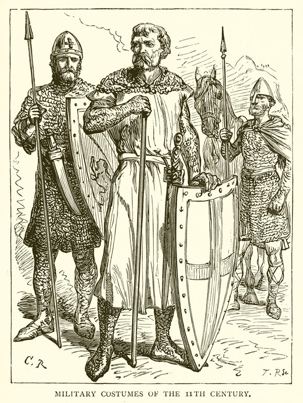 Militärische Kostüme des 11. Jahrhunderts von English School