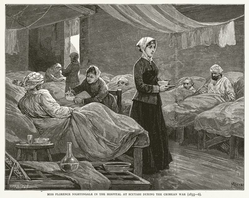Florence Nightingale im Krankenhaus von Scutari während des Krimkriegs (1855-6) von English School