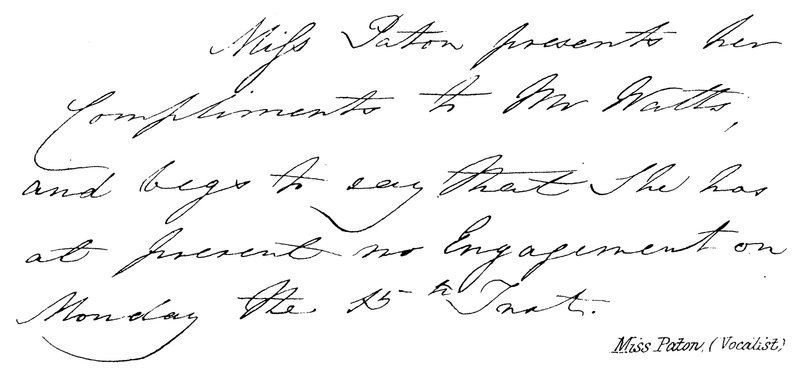Miss Paton, (Sängerin) von English School