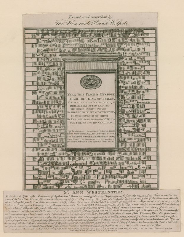 Denkmal für Theodore, König von Korsika von English School