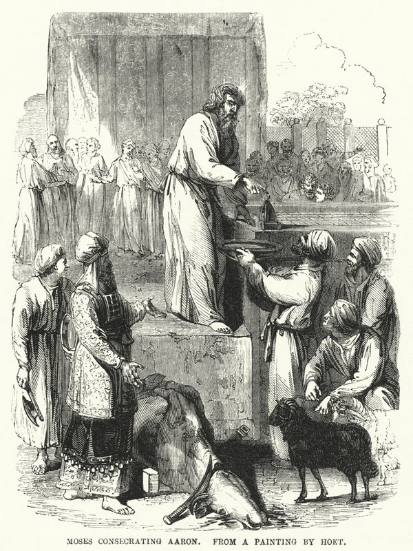 Moses weiht Aaron, nach einem Gemälde von Hoet von English School