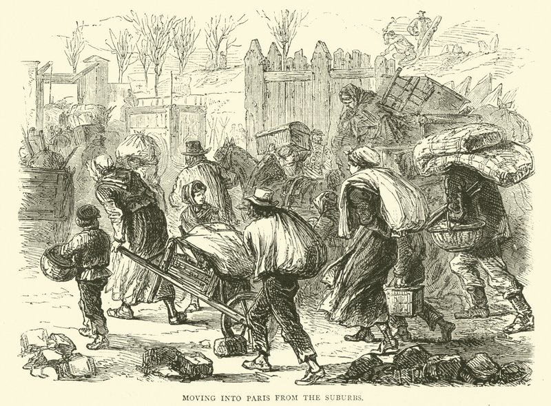 Einzug in Paris aus den Vororten, Dezember 1870 von English School