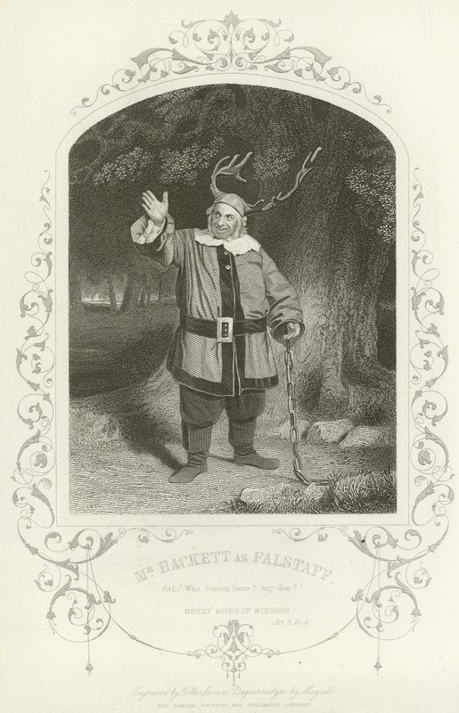 Mr. Hackett als Falstaff, Die lustigen Weiber von Windsor, Akt V, Szene v von English School