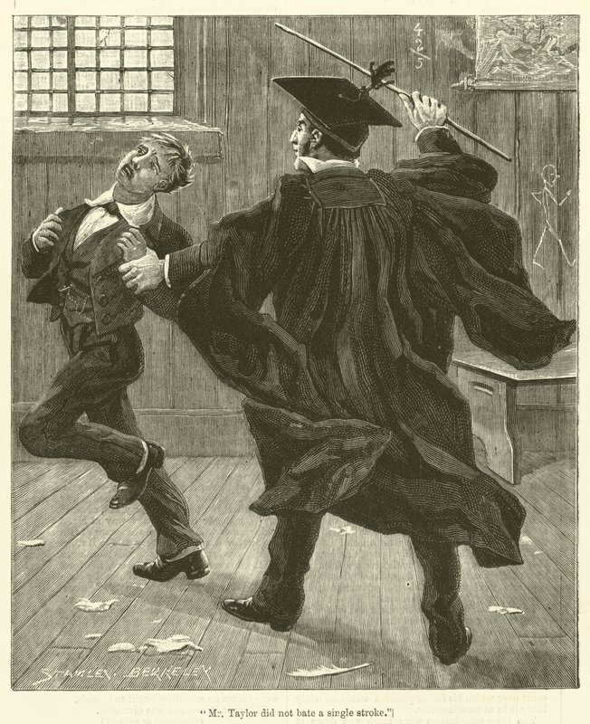 "Mr. Taylor ließ keinen einzigen Schlag aus" (Gravur) von English School