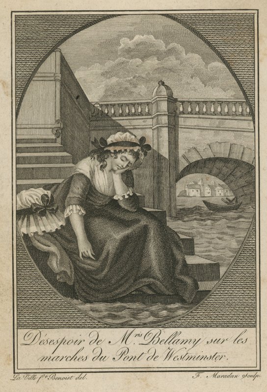 Mrs Bellamy in Verzweiflung auf den Stufen der Westminster Bridge von English School