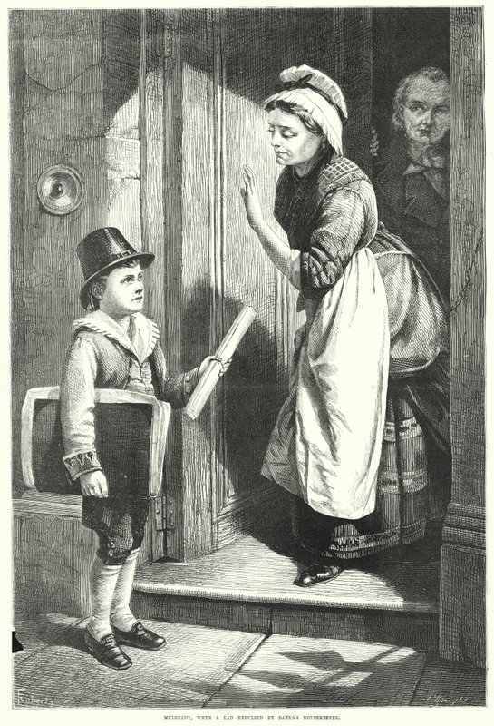 Mulready, als Junge von der Haushälterin von Banks abgewiesen von English School
