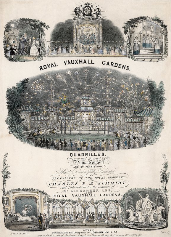 Musikalische Partitur für Royal Vauxhall Gardens Quadrilles von Charles F. A. Schmidt von English School